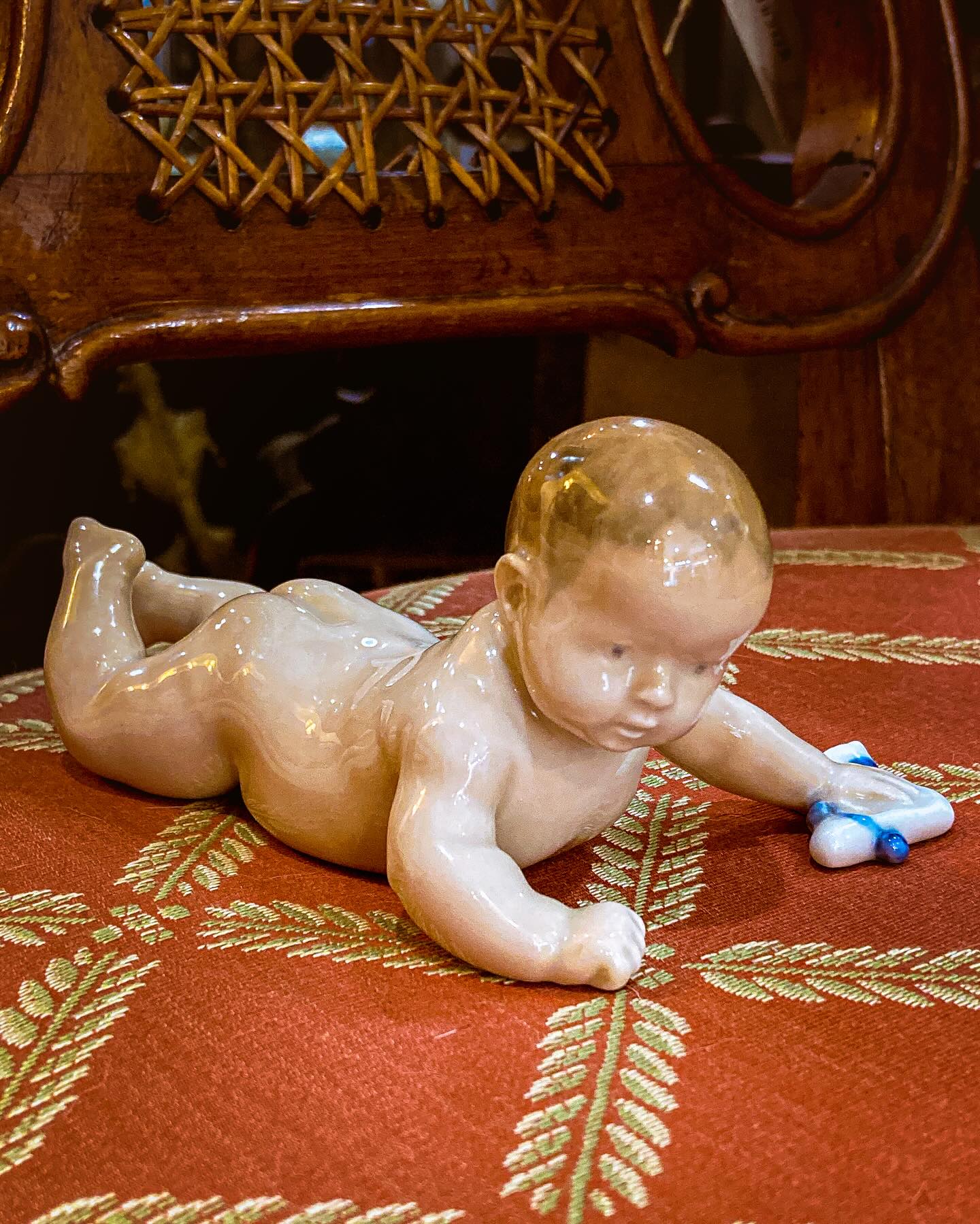 Vintage Royal Copenhagen Porcelain Baby #1739 Tummy Time Figurine