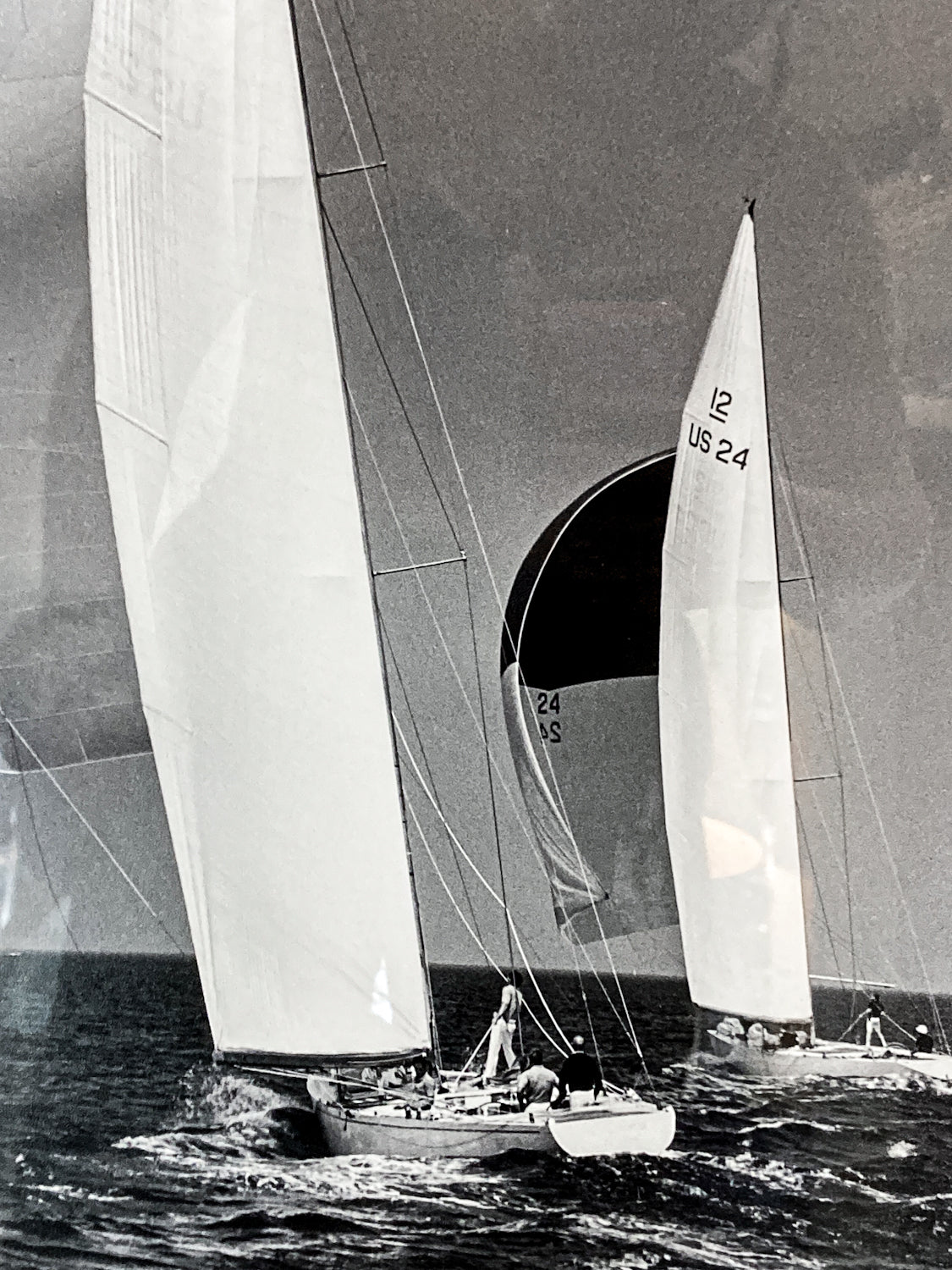 Vintage Stanley Rosenfeld Black & White Sailing Two Boat Framed Photograph