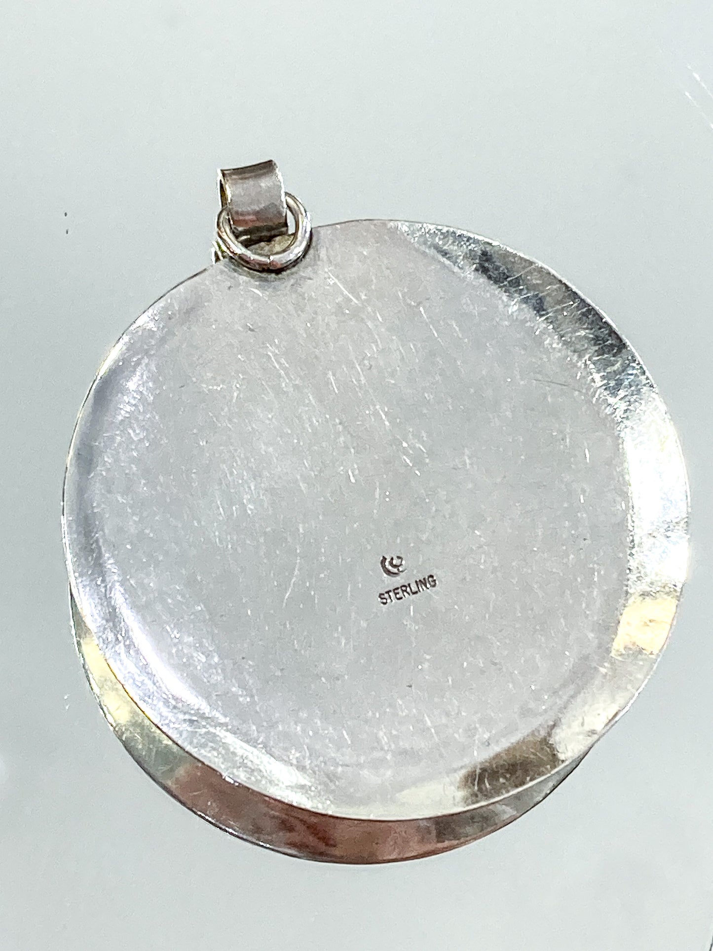 Vintage Sterling Silver Leopardskin Jasper Stone Statement Pendant
