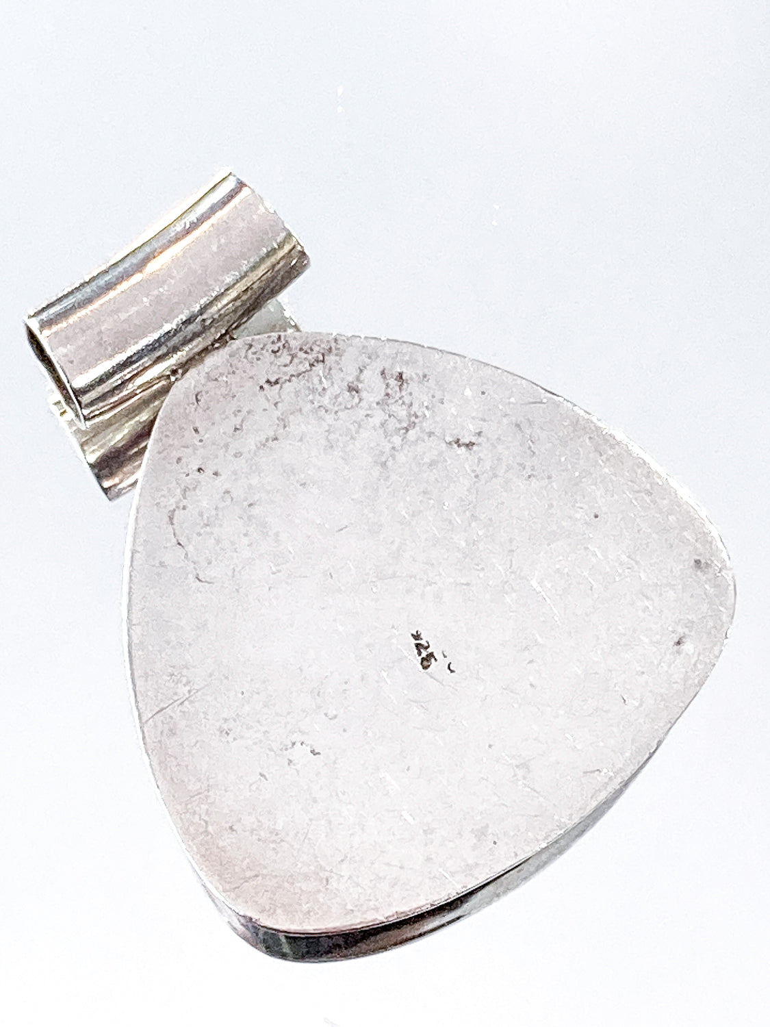 Vintage Sterling Silver Triangular Rounded Red Jasper Stone Pendant