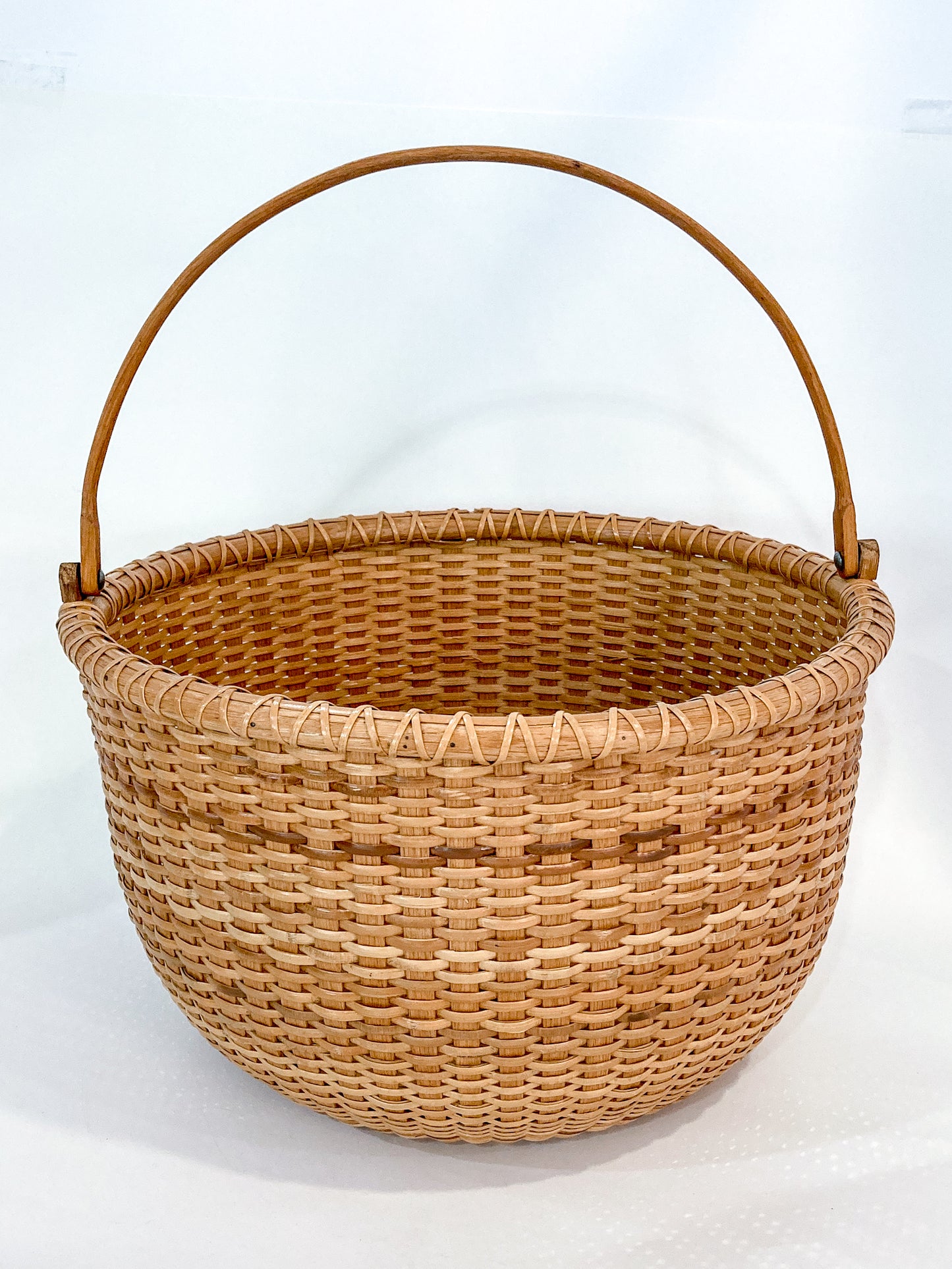 Vintage 1980s William Sevrens Lightship Penny Bottom Large Woven Basket Side 1