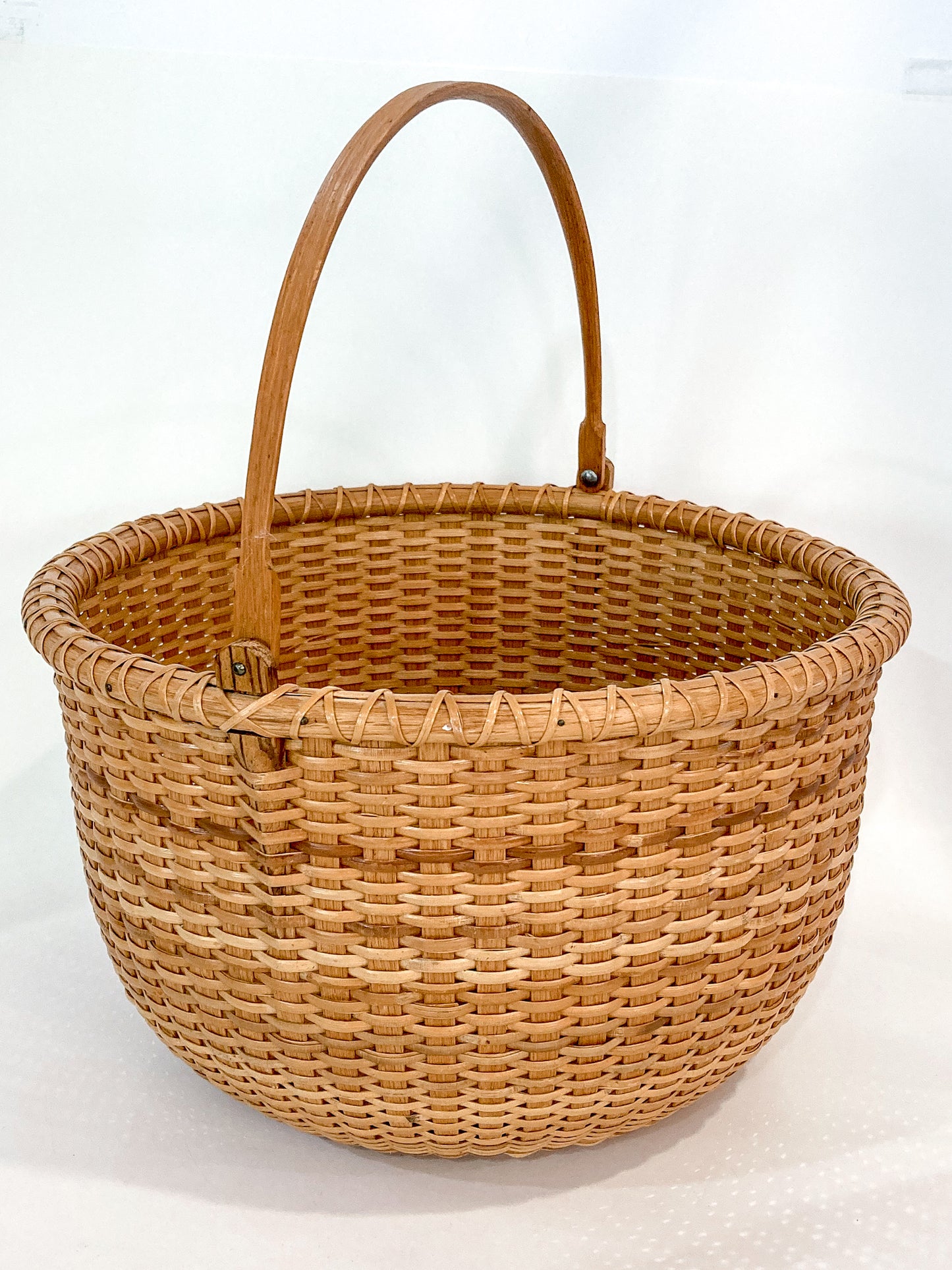 Vintage 1980s William Sevrens Lightship Penny Bottom Large Woven Basket Side 2