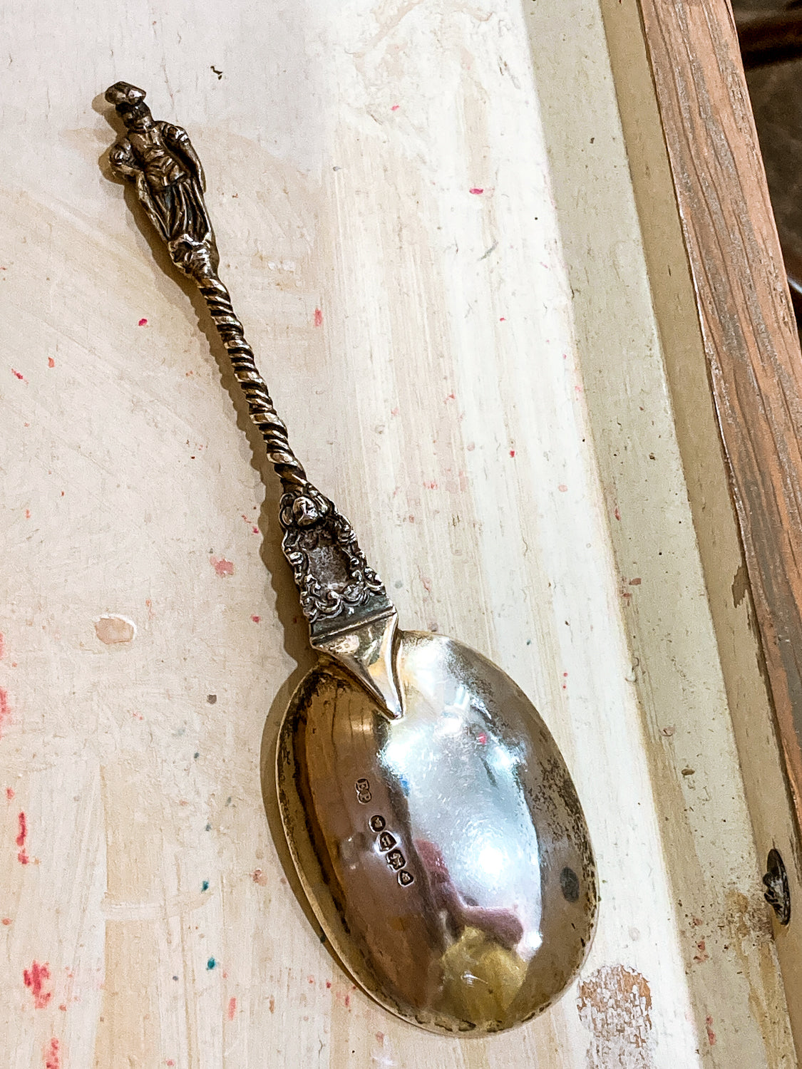 Antique Circa 1877 English Sterling Silver Figural Sculptural Apostle Spoon