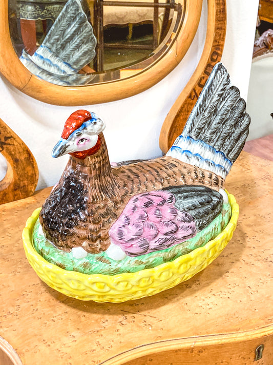 Antique 19th Century Nesting Hen Large Staffordshire Ceramic Lidded Tureen