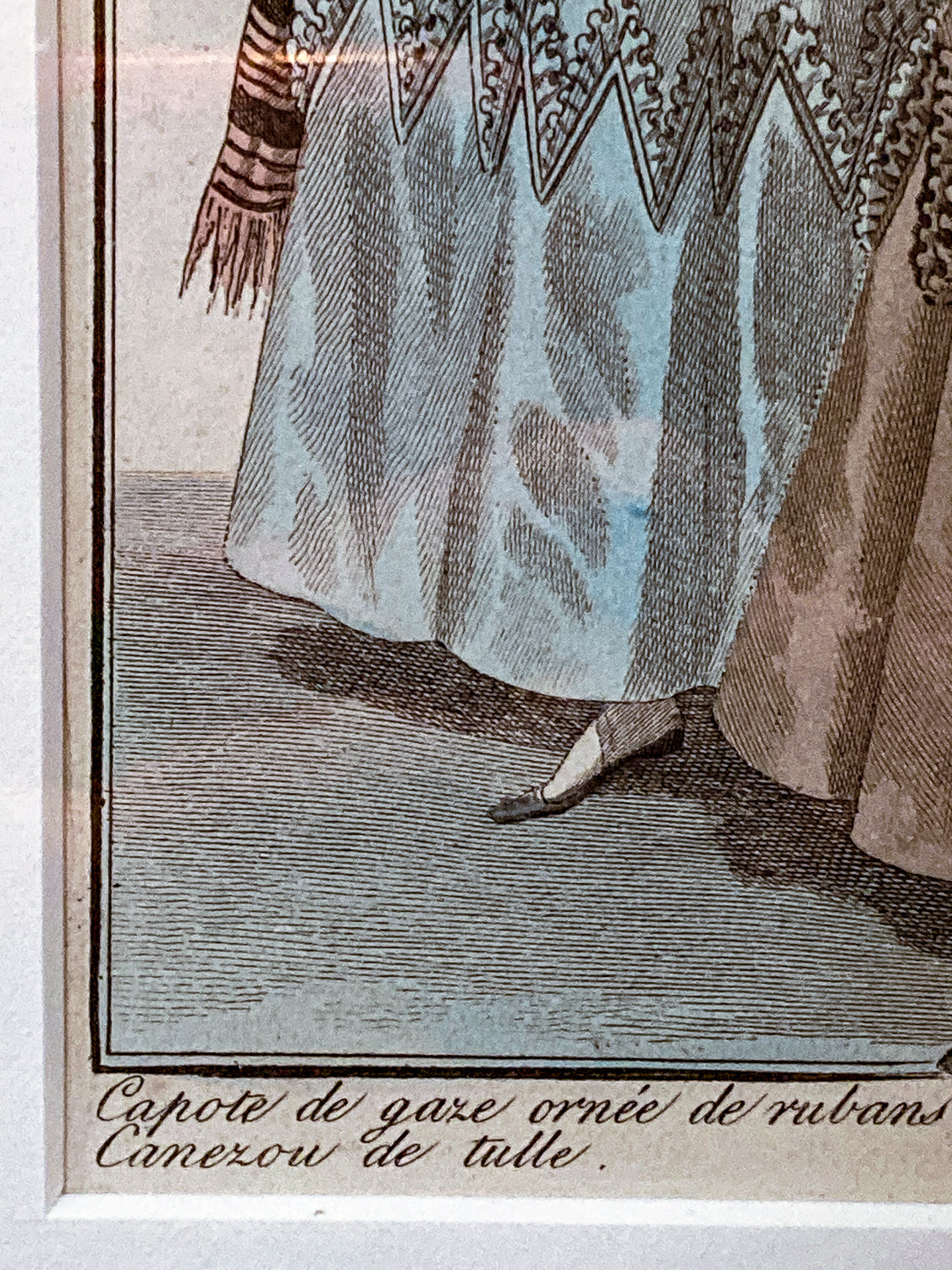 Framed Antique French 19th Century 1827 Parisian Fashion Plate Print
