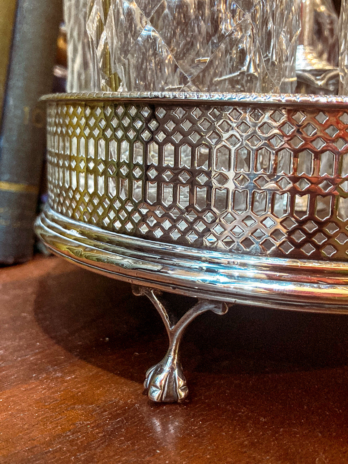 Antique Georgian Robert Makepeace English Sterling Silver Glass Cruet Set