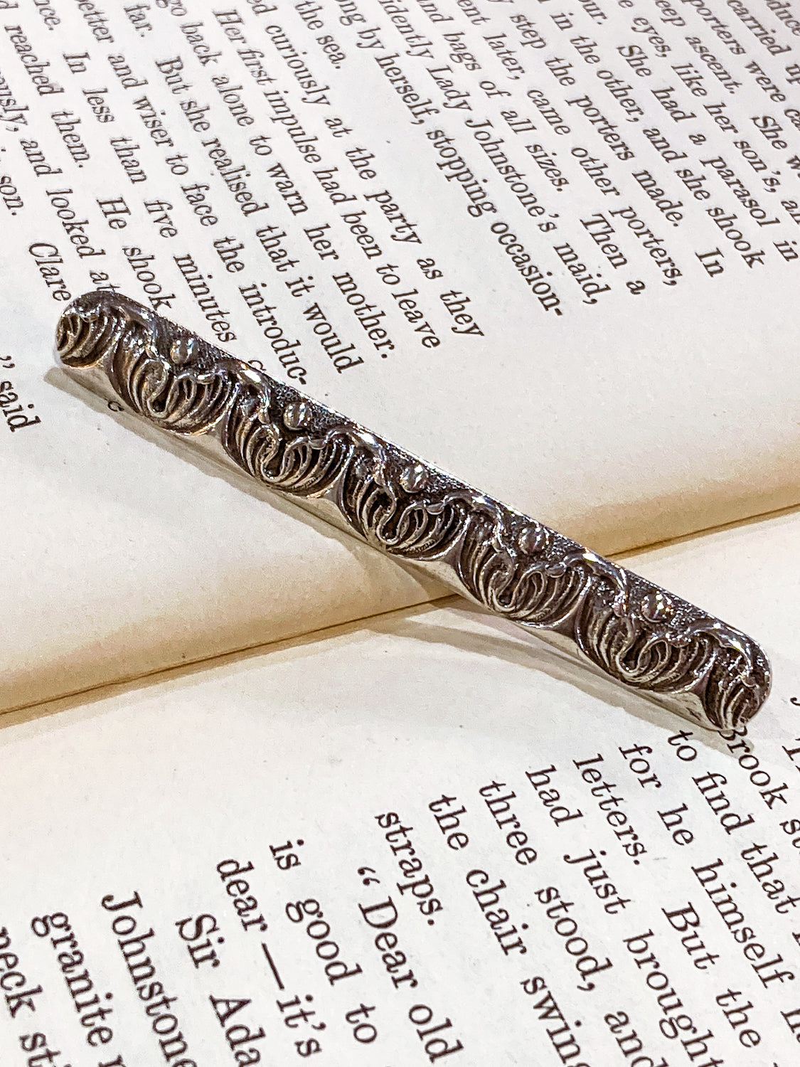 Antique Jenkins & Jenkins Fine Sterling Silver Art Nouveau Bar Pin Brooch
