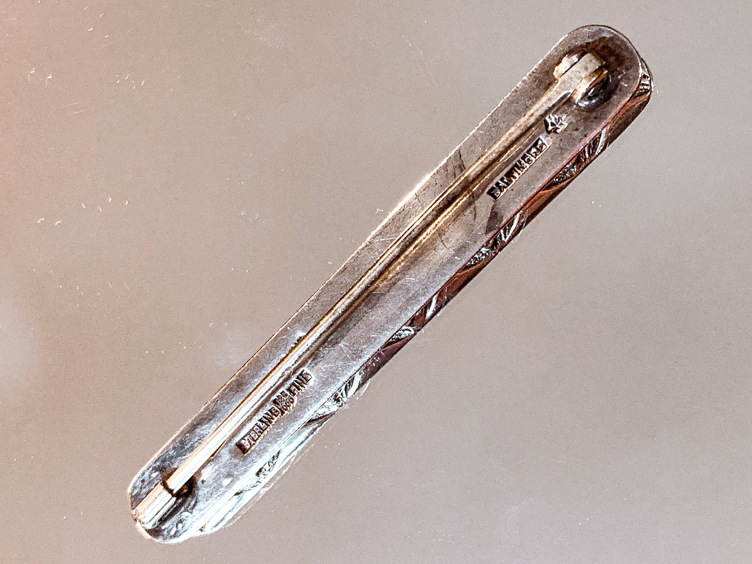 Antique Jenkins & Jenkins Fine Sterling Silver Art Nouveau Bar Pin Brooch
