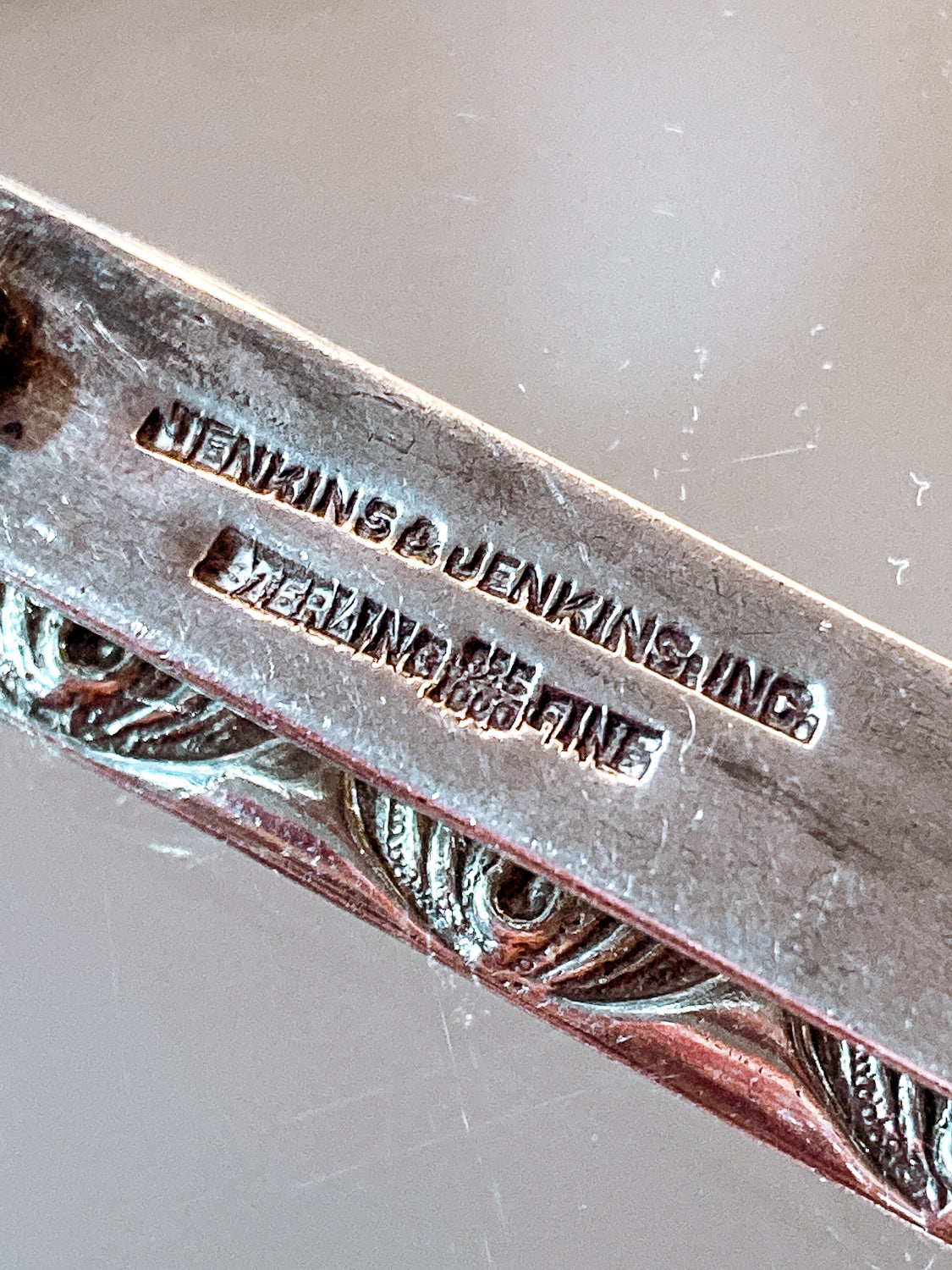Antique Jenkins & Jenkins Fine Sterling Silver Art Nouveau Bar Pin Brooch