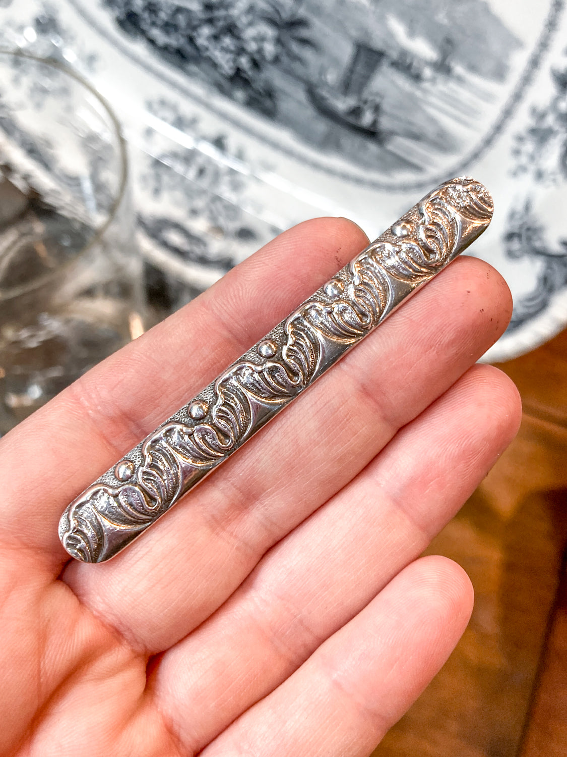 Antique Jenkins & Jenkins Fine Sterling Silver Art Nouveau Bar Pin Brooch