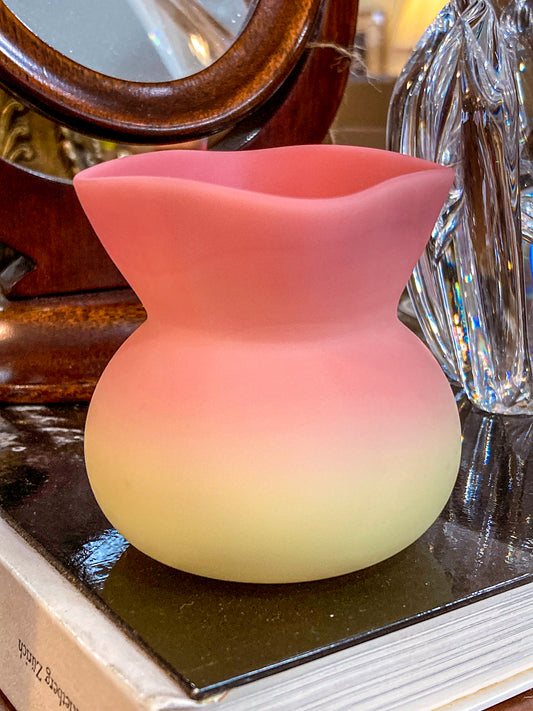 Antique Mt. Washington Pink Yellow Burmese Glass Toothpick Holder