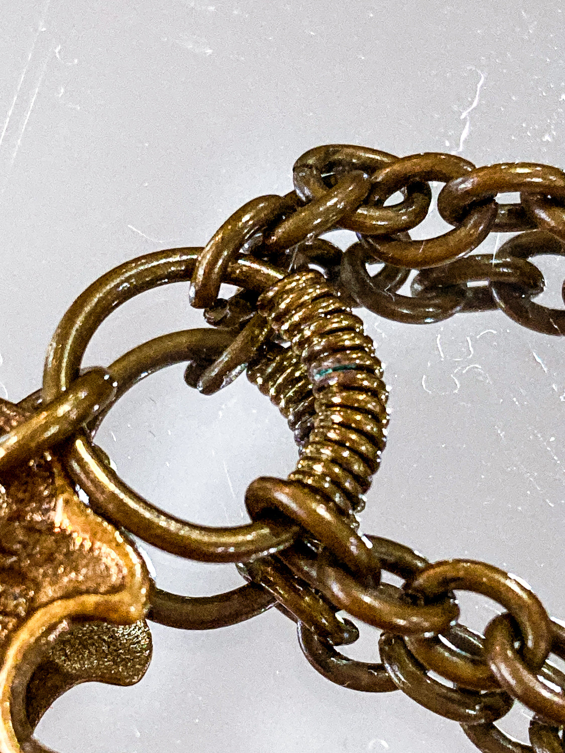 Vintage 1970s Kalevala Koru Finnish Ancient Style Gold Metal Dangle Necklace