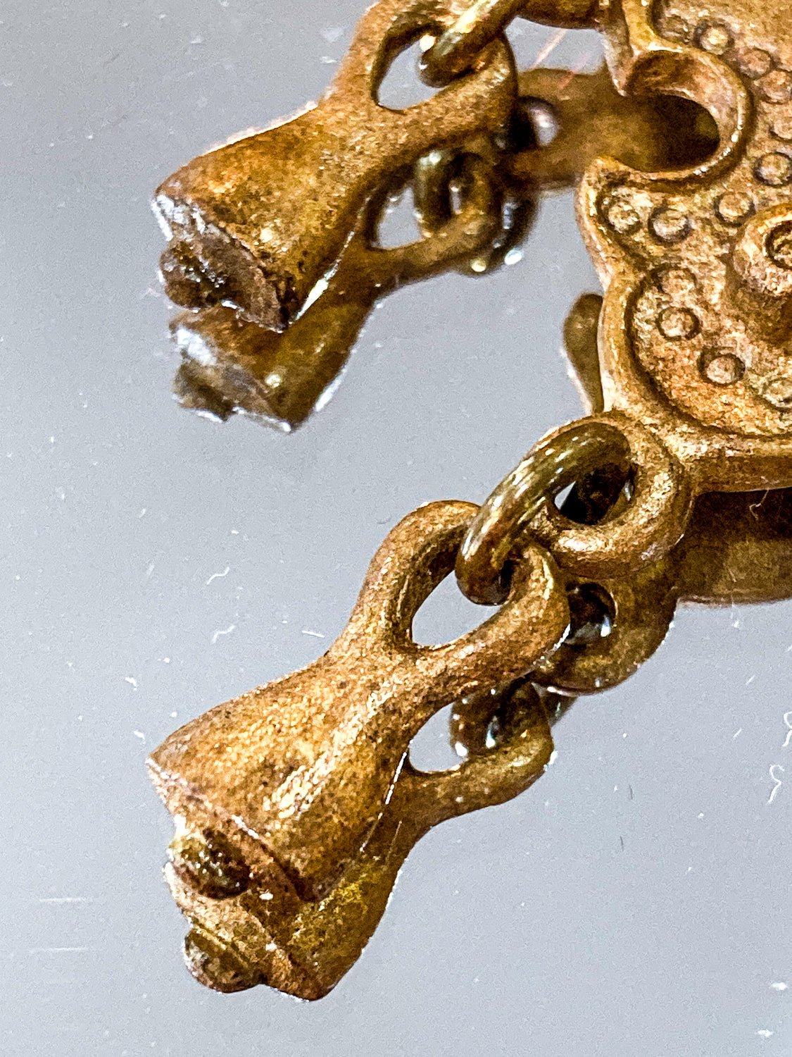 Vintage 1970s Kalevala Koru Finnish Ancient Style Gold Metal Dangle Necklace