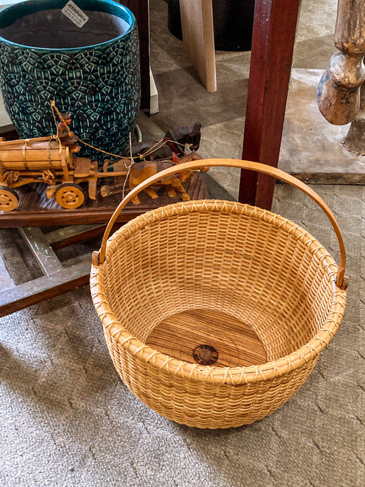 Vintage 1980s William Sevrens Lightship Penny Bottom Large Woven Basket