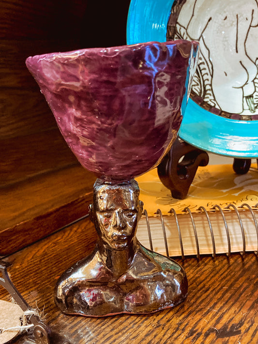 Vintage 1991 Daniel Postotnik Hand Potted Figural Chalice Sculpture