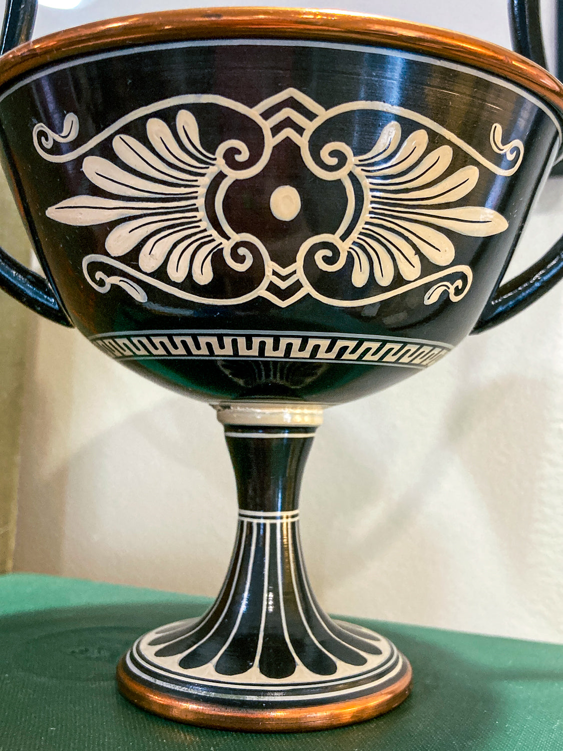 Vintage Replica Ancient Greek Grand Tour Style Enameled Copper Handled Cup