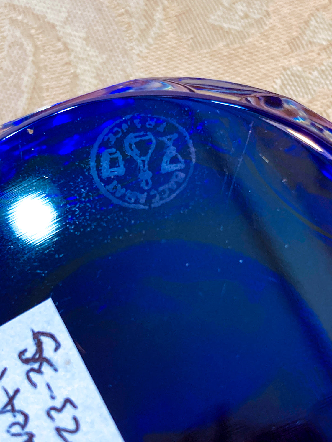 Baccarat Cobalt Crystal Sulfide Ram Aries Zodiac Sign Paperweight