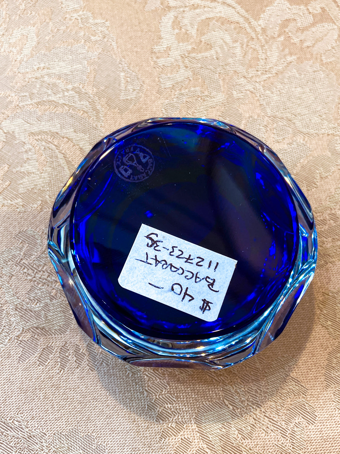 Baccarat Cobalt Crystal Sulfide Ram Aries Zodiac Sign Paperweight