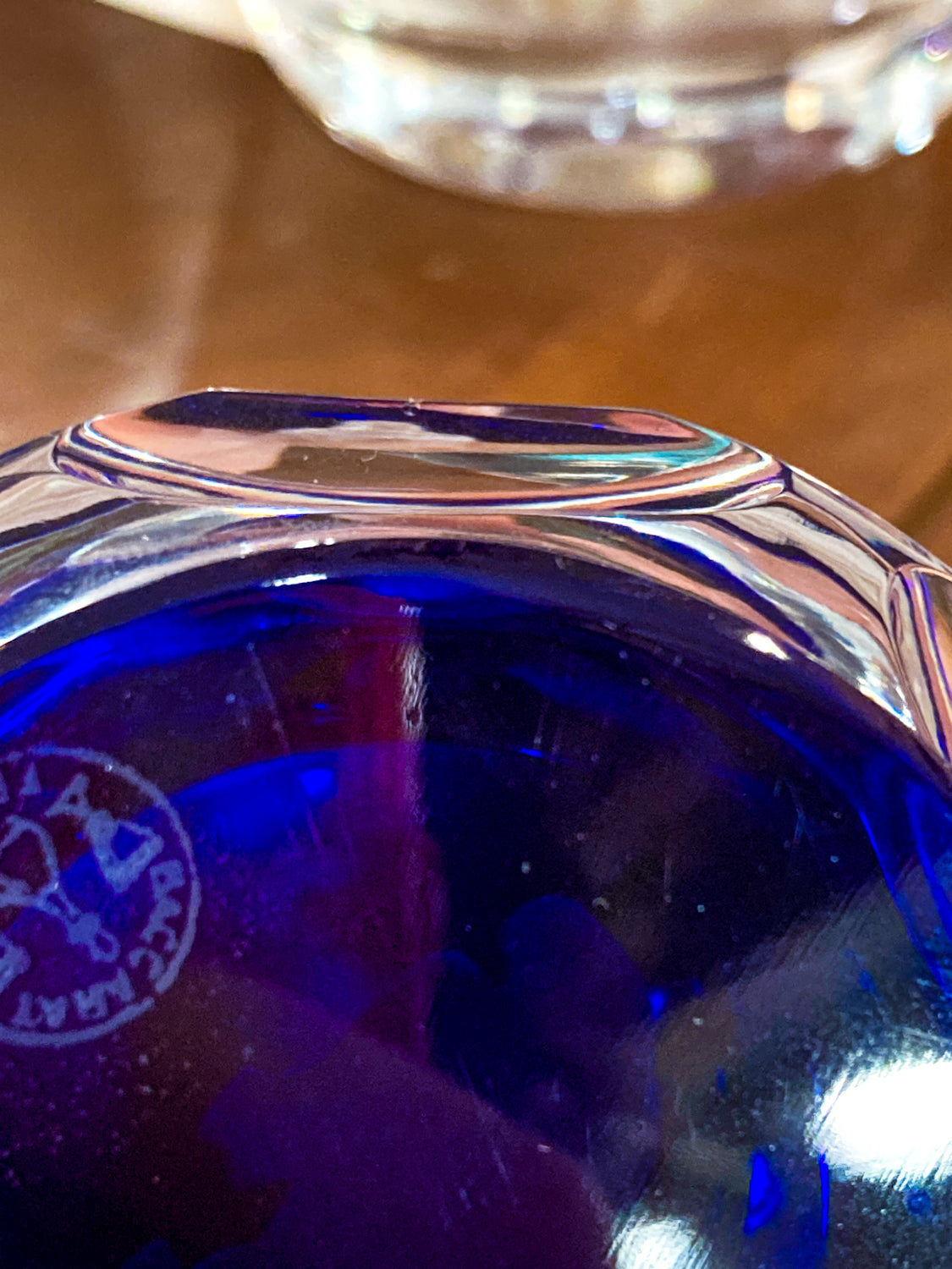 Baccarat Cobalt Crystal Sulfide Ram Aries Zodiac Sign Paperweight