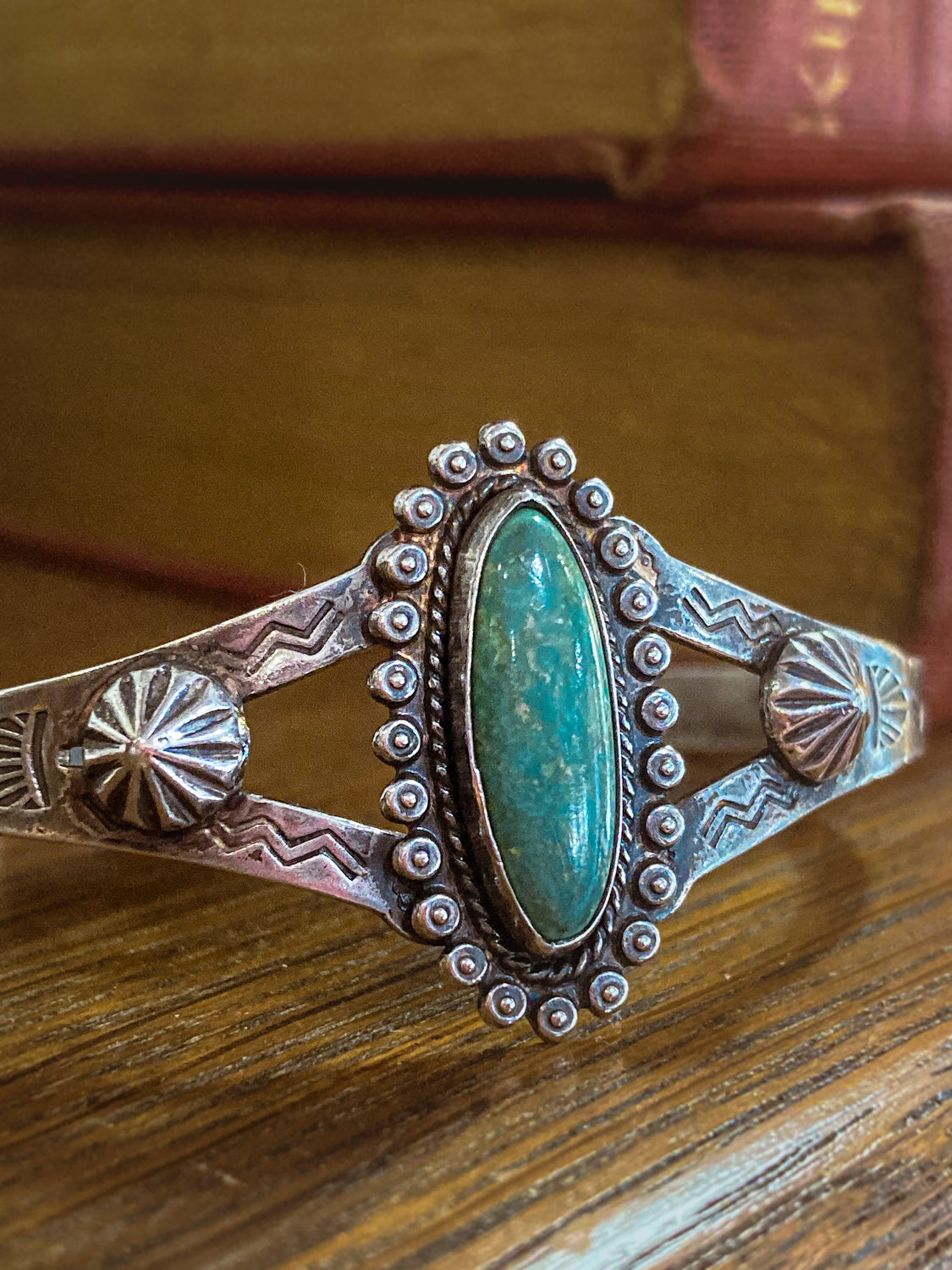 Vintage Bell Trading Post Navajo Aqua Stone Sterling Silver Cuff Bracelet