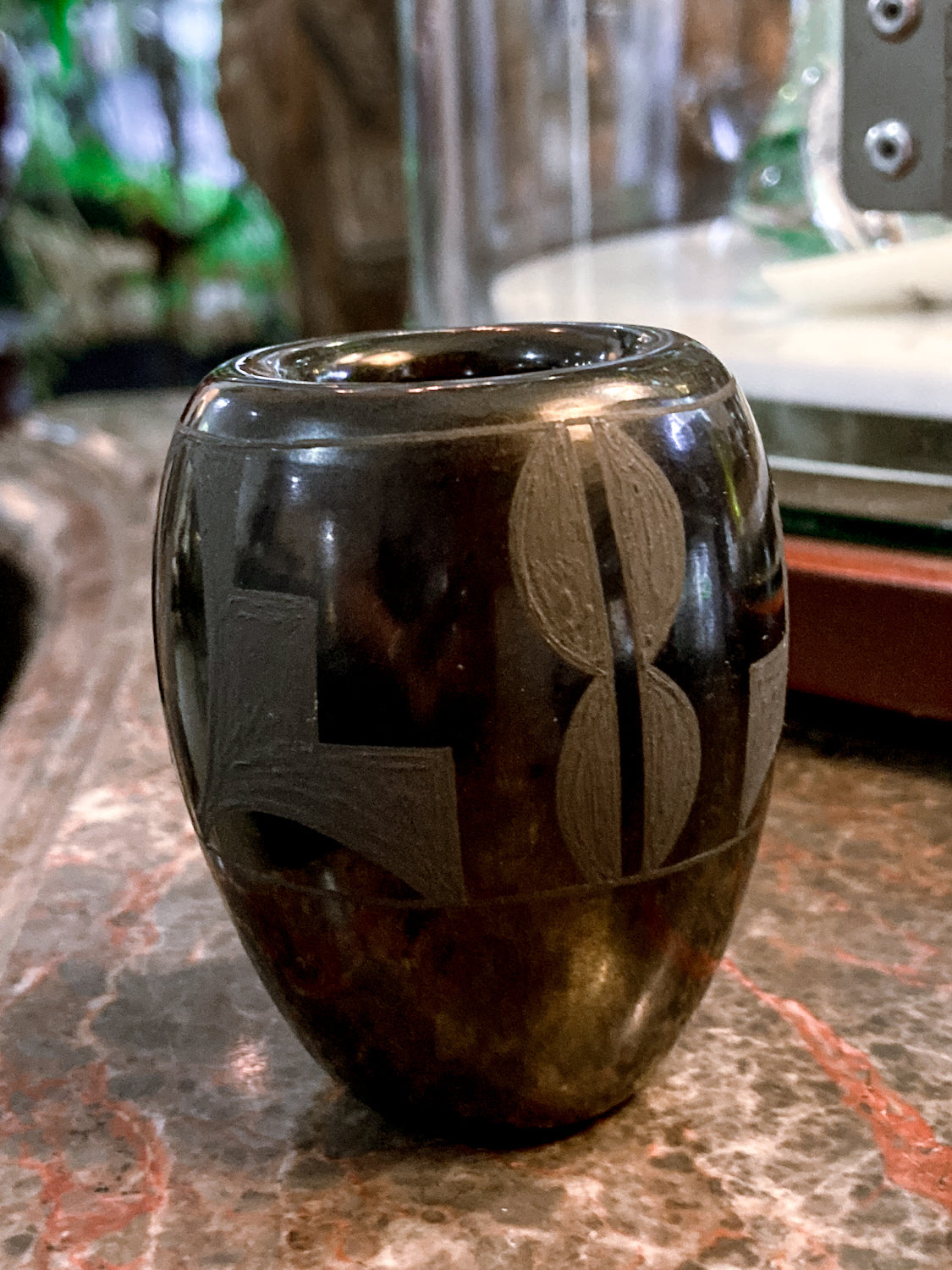 Vintage Harriet Tafoya Santa Clara Handmade Mini Black Pottery Vase