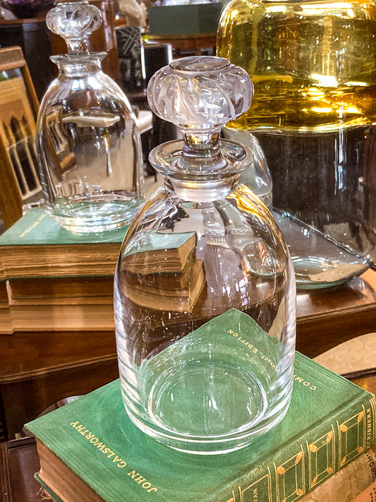 Vintage Lalique Saint Hubert Deco Stopper Handblown Glass Decanter