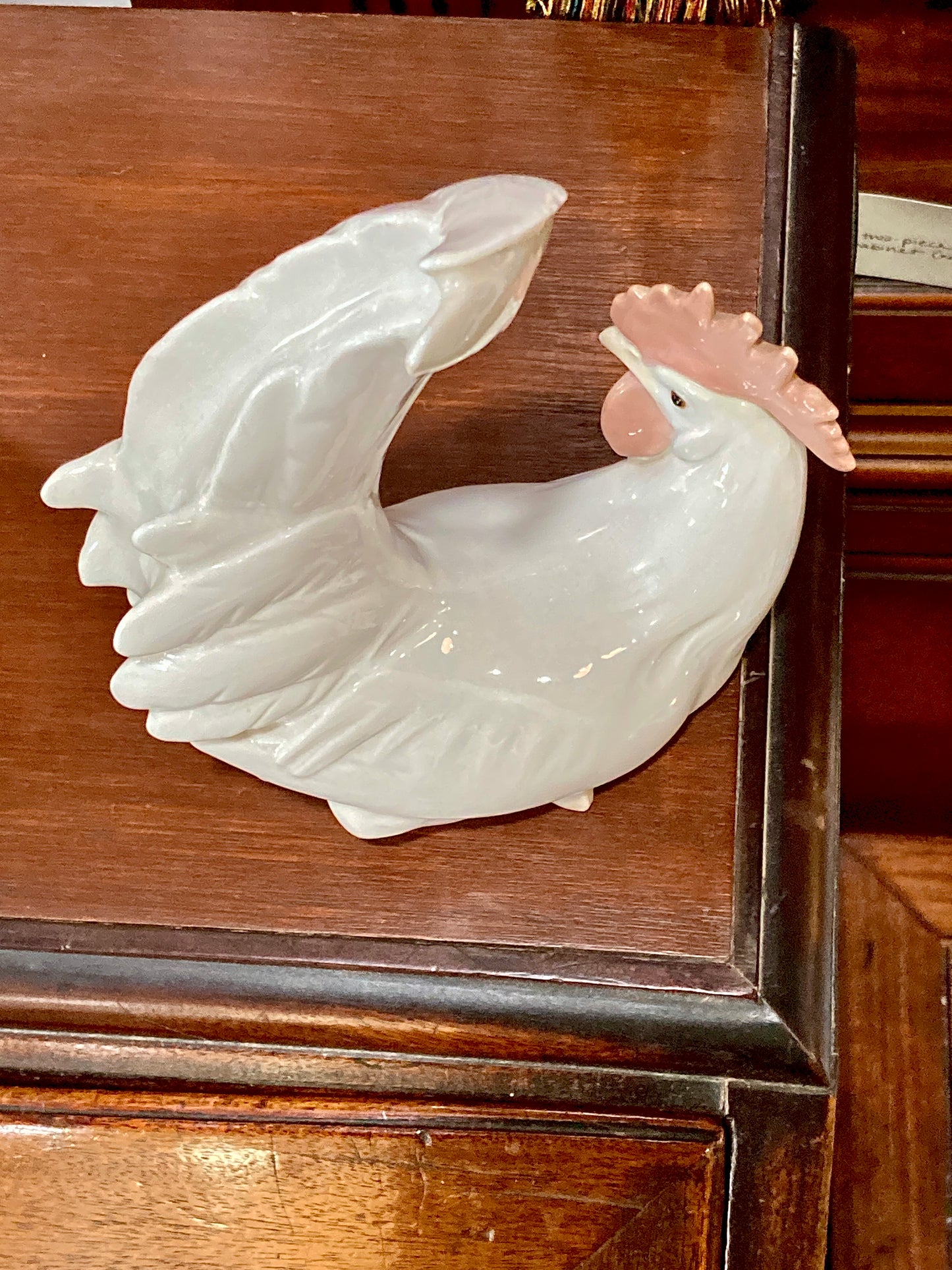 Vintage Lladro White Rooster Spanish Porcelain Figurine Sculpture