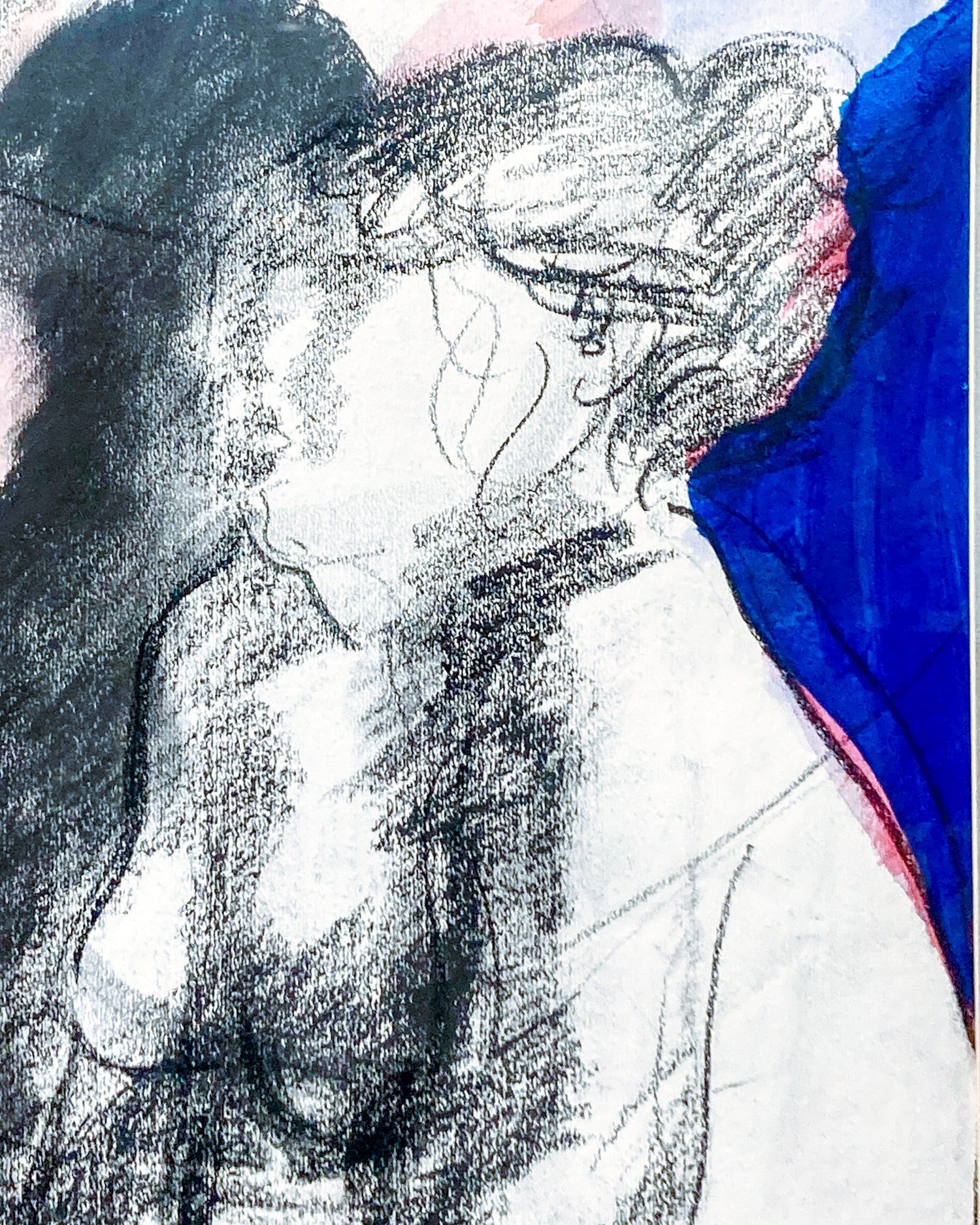 Vintage Mixed Media Abstract Female Figure Framed George Johanson Artwork