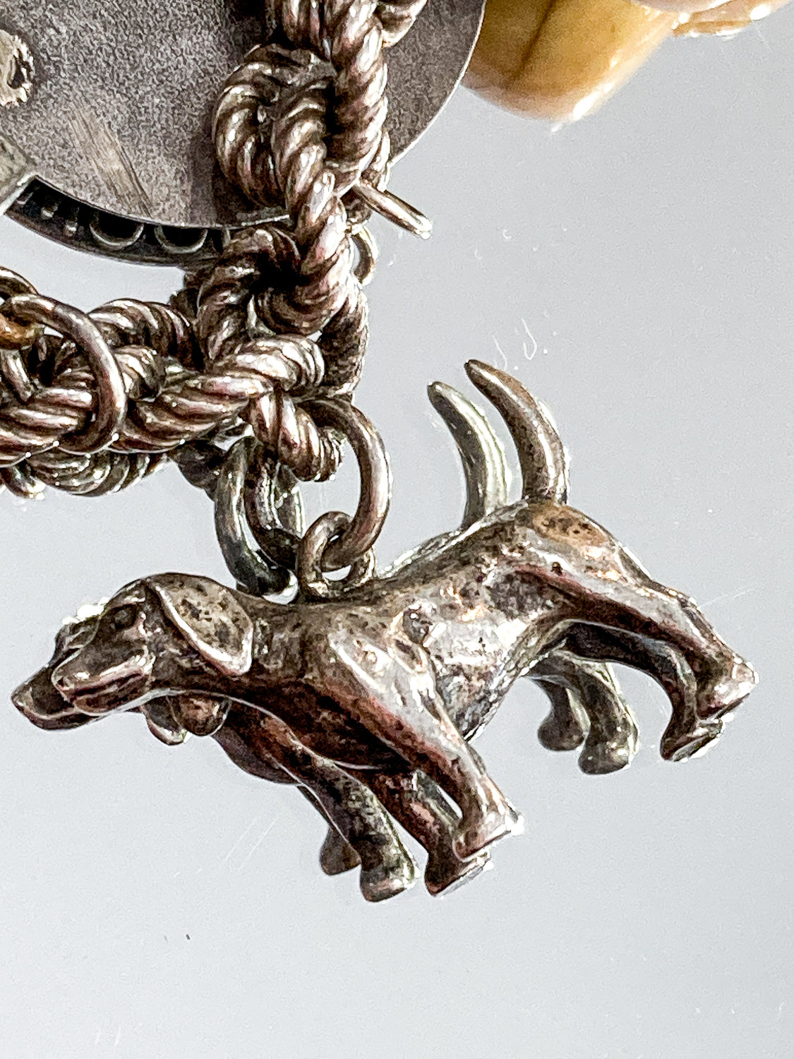 Vintage Sterling Silver Hound Dog Charm Bracelet