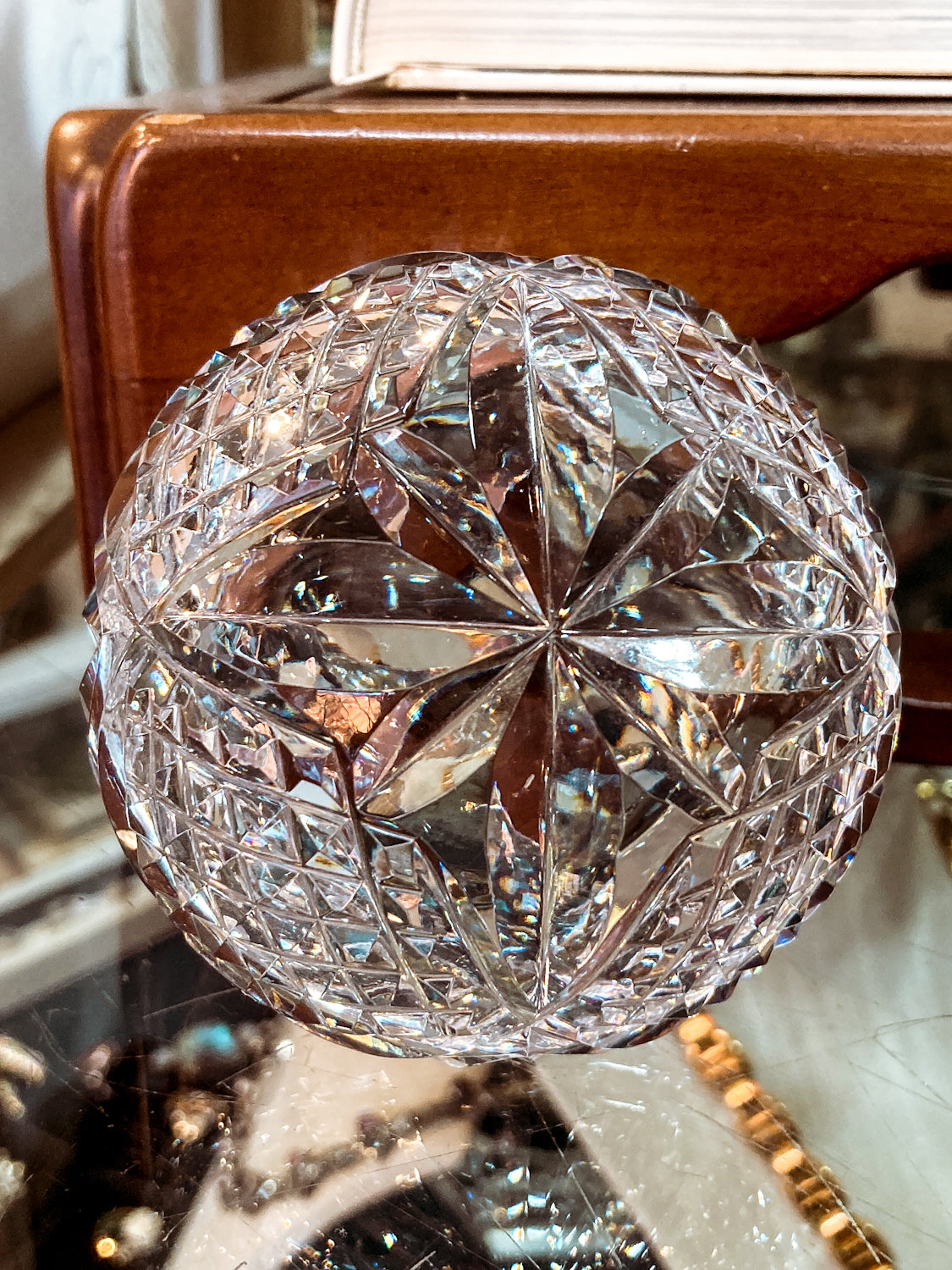 Vintage Waterford Sparkling Cut Clear Crystal Domed Hollow Paperweight