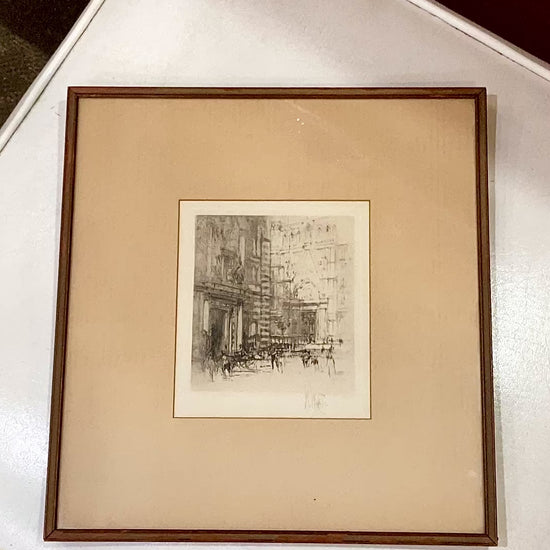Antique William Walcott (1874-1943) Etching Baptistry Florence Framed Print