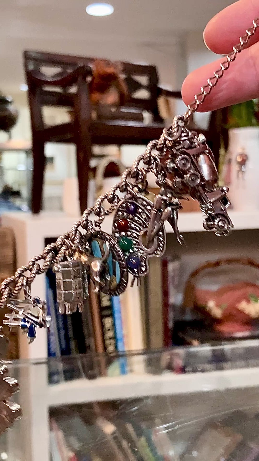 Vintage Sterling Silver Rare Dog, Skull, Portrait, Art, Dance Charm Bracelet