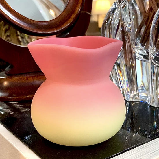 Antique Mt. Washington Pink Yellow Burmese Glass Toothpick Holder