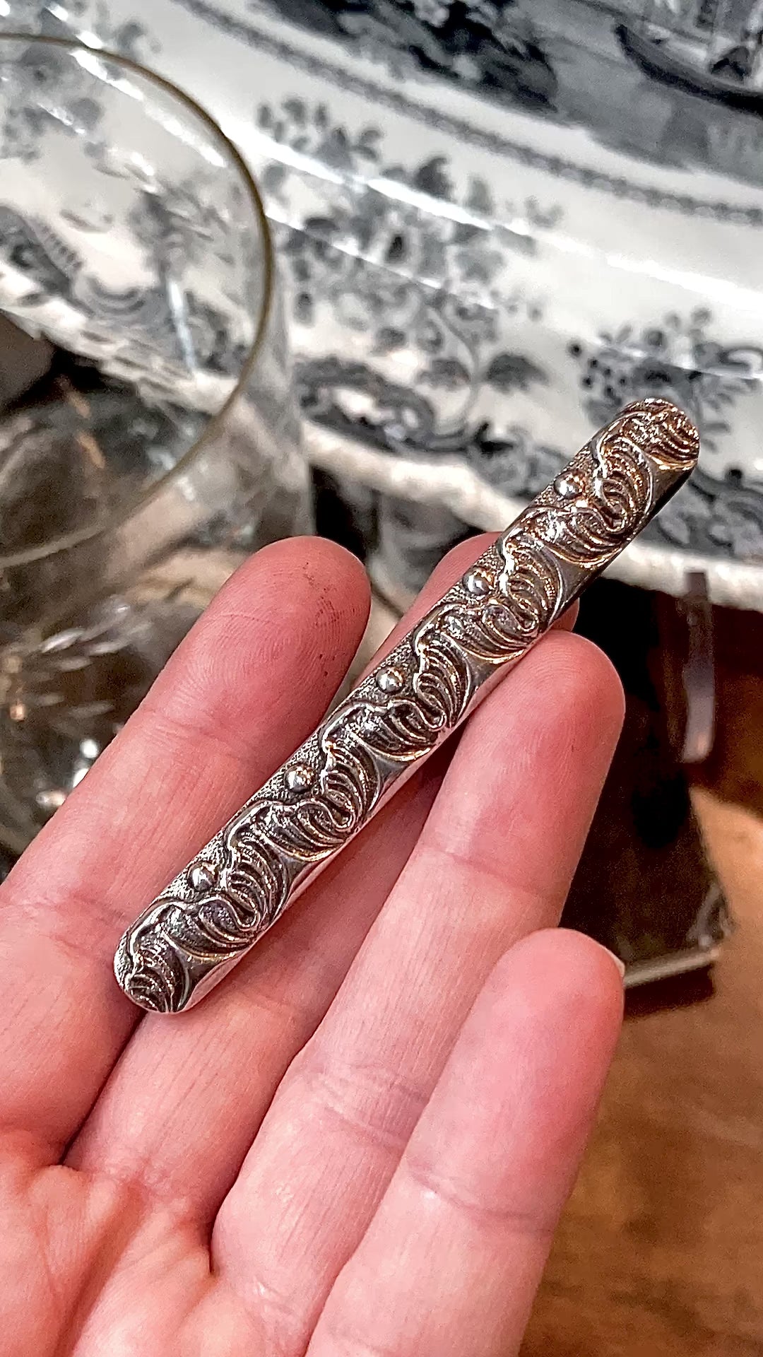Antique Jenkins & Jenkins Fine Sterling Silver Art Nouveau Bar Pin Brooch