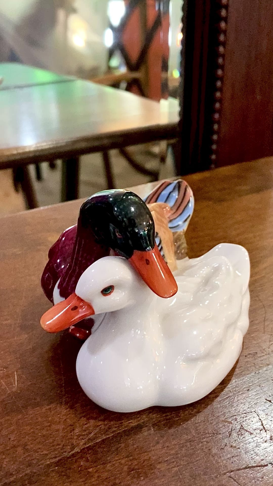 Vintage Herend Hand Painted Courting Duck Pair Hungarian Porcelain Figurine