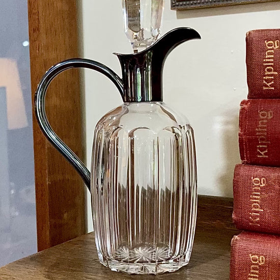 Vintage Cut Crystal 800 Silver German Cruet Bottle with Handle