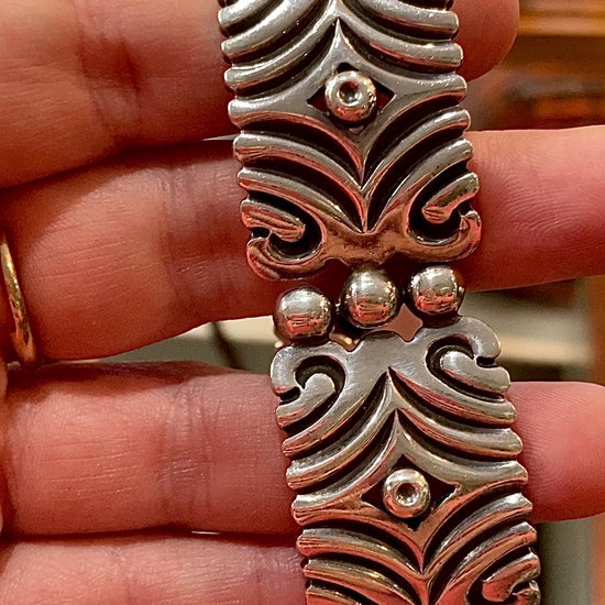Vintage TAXCO Aguilar Style Mexico Sterling Silver Modernist Cuff Bracelet Video