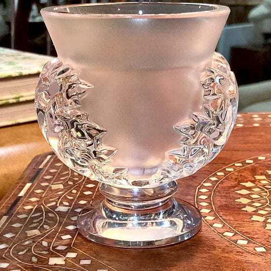 Lalique Clear Frosted Crystal Acanthus Leaf St. Cloud Flared Footed Vase