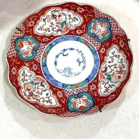 Antique Fuki Chosun Floral Multicolor Japanese Imari Meiji Porcelain Plate