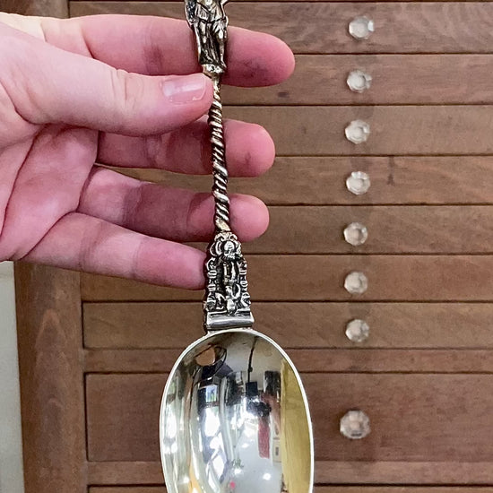 Antique Circa 1877 English Sterling Silver Figural Sculptural Apostle Spoon