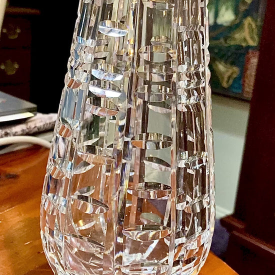Stunning Vintage Clear Crystal Cut Teardrop Fluted Waterford Vase