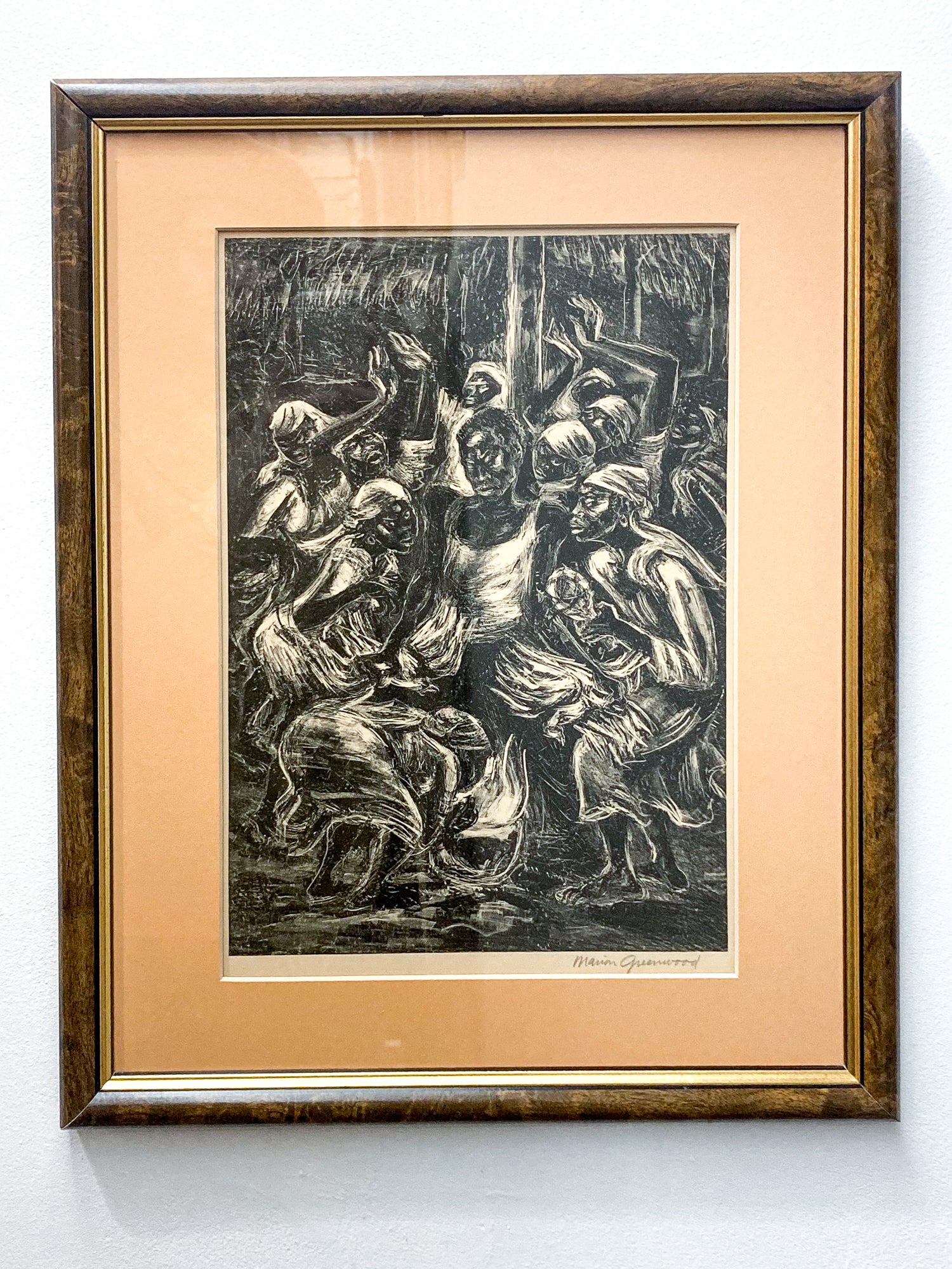 Vintage Marion Greenwood 1951 “Voodoo Ritual” Lithograph Framed Print