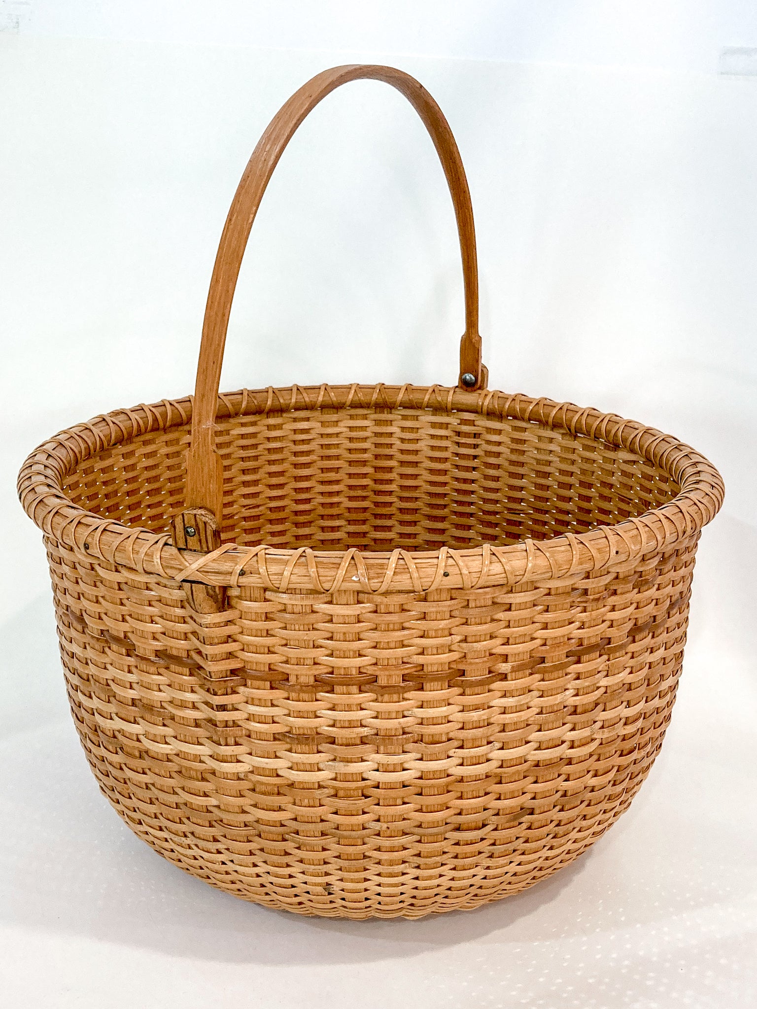 Vintage 1980s William Sevrens Lightship Penny Bottom Large Woven Basket Side 2