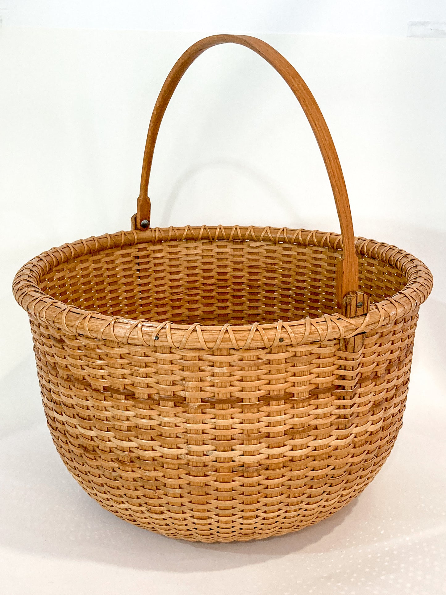 Vintage 1980s William Sevrens Lightship Penny Bottom Large Woven Basket Side 3